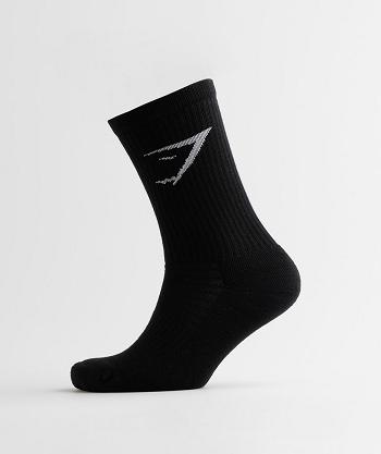 Dámské Ponožky Gymshark Crew 3pk Černé | CZ 4183AHK